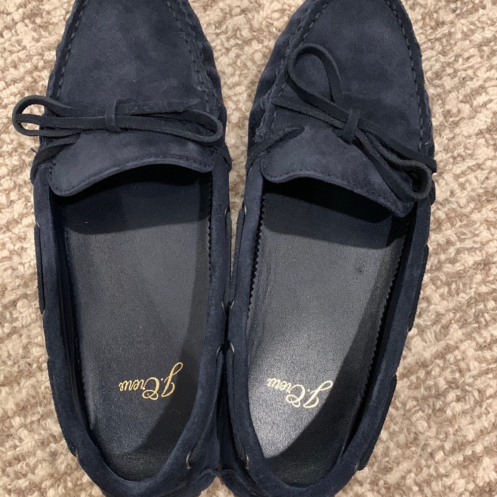 J Crew Moccasin navy blue suede